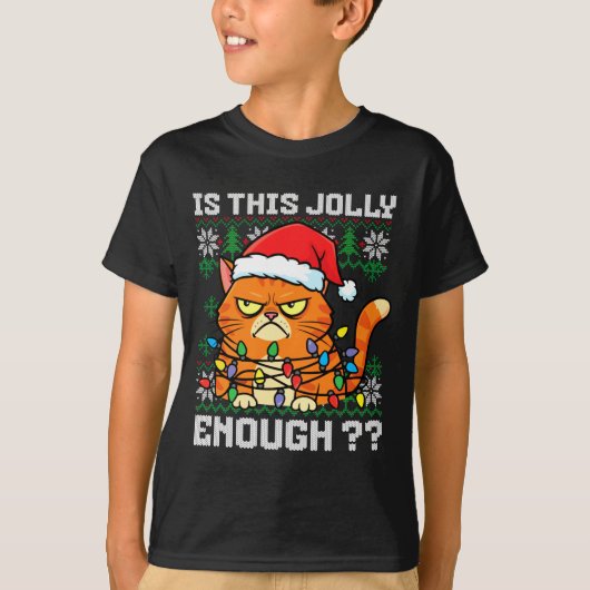 Mpy Christmas Cat Ugly Sweater Is This Jolly Enoug T-shirt (Voorkant)