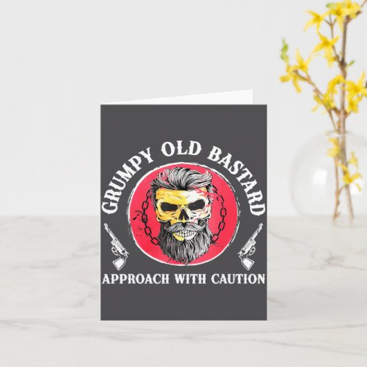 Mpy Old Approach With Caution Beard Skull Barber  Kaart (Gele Bloem)