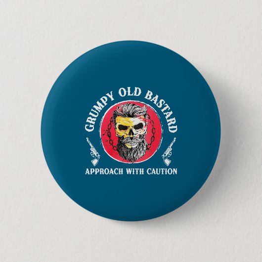 Mpy Old Approach With Caution Beard Skull Barber  Ronde Button 5,7 Cm (Voorkant)