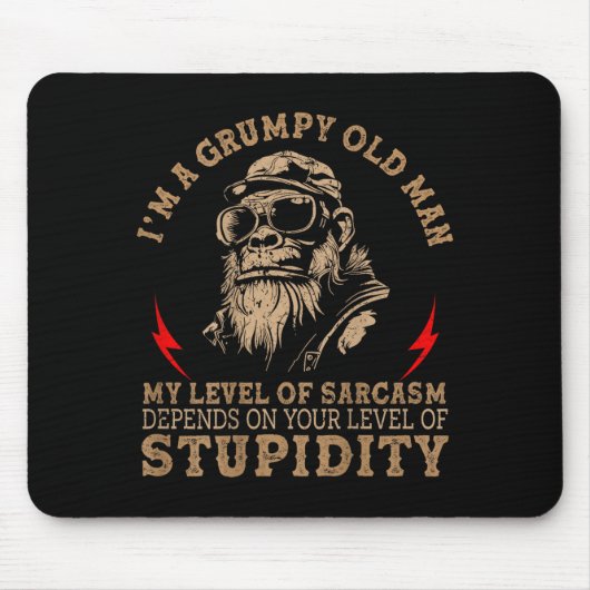 Mpy Old Man - My Level Of Sarcasm Funny Monkey (on Muismat (Voorkant)