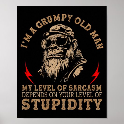 Mpy Old Man - My Level Of Sarcasm Funny Monkey (on Poster (Voorkant)