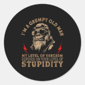 Mpy Old Man - My Level Of Sarcasm Funny Monkey (on Ronde Sticker (Voorkant)