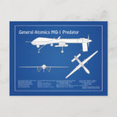MQ-1 Predator UAV- Vliegtuigblauwdruk ABD Briefkaart (Voorkant)