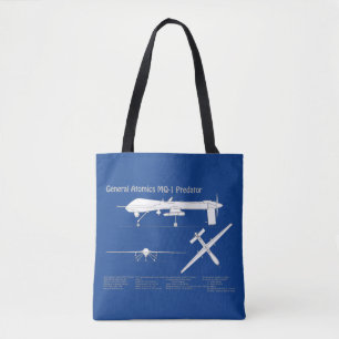 MQ-1 Predator UAV- Vliegtuigblauwdruk ABD Tote Bag