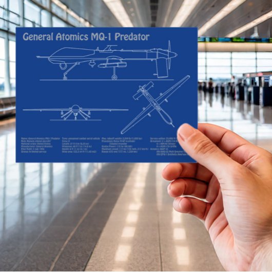 MQ-1 Predator UAV- Vliegtuigblauwdruk AD Briefkaart