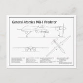 MQ-1 Predator UAV- Vliegtuigblauwdruk BD Briefkaart (Voorkant)
