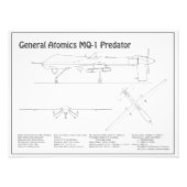 MQ-1 Predator UAV- Vliegtuigblauwdruk BD Foto Afdruk (Voorkant)