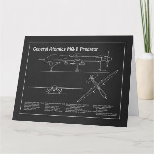 MQ-1 Predator UAV- Vliegtuigblauwdruk PD Bedankkaart