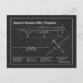 MQ-1 Predator UAV- Vliegtuigblauwdruk PD Briefkaart (Voorkant)