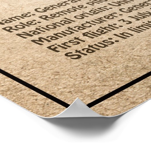 MQ-1 Predator UAV- Vliegtuigblauwdruk SD Poster (Hoek)