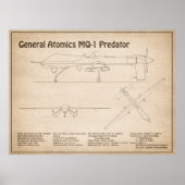 MQ-1 Predator UAV- Vliegtuigblauwdruk SD Poster (Voorkant)