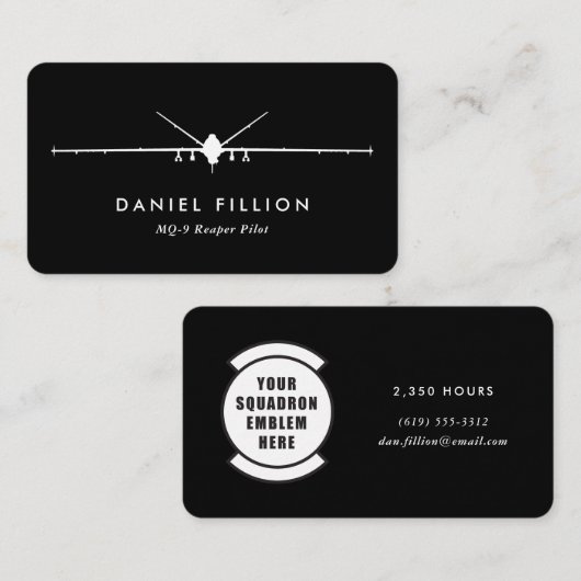 MQ-9 Reaper Pilot met Squadron Patch Visitekaartje (Voorkant / Achterkant)