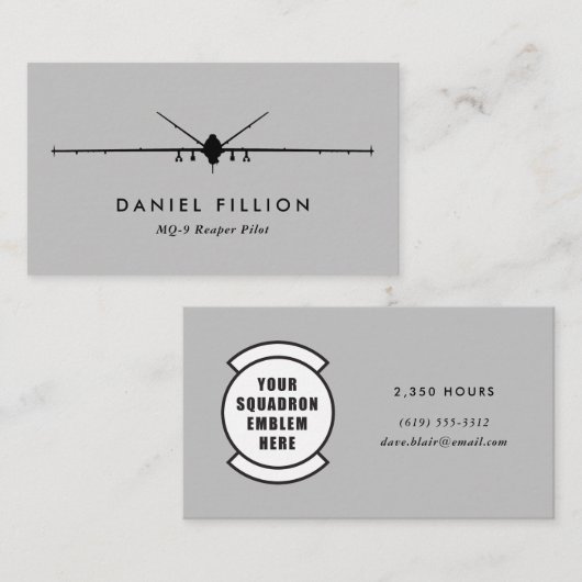 MQ-9 Reaper Pilot met Squadron Patch Visitekaartje (Voorkant / Achterkant)