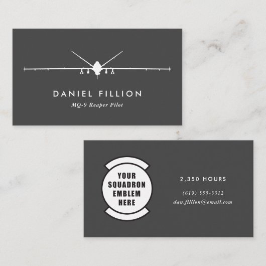 MQ-9 Reaper Pilot met Squadron Patch Visitekaartje (Voorkant / Achterkant)