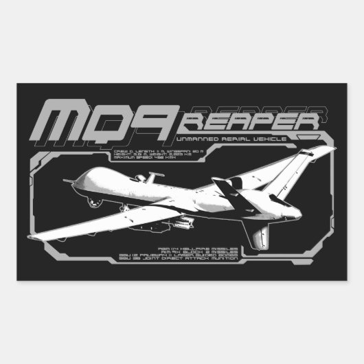 MQ-9 Reaper Rechthoekige Sticker (Voorkant)