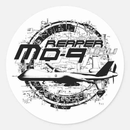 MQ-9 Reaper Ronde Sticker (Voorkant)