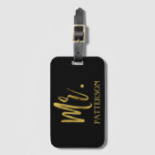 Mr. Achternaam Goudfolie Bagagezak Label Bagagelabel (Voorkant (verticaal))