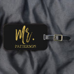 Mr. Achternaam Goudfolie Bagagezak Label Bagagelabel<br><div class="desc">Mr. Achternaam Faux Gold Foil Modern Typography Bagagetas Label. Dit Mr. bag label is perfect voor een moderne bruiloft. Het Mrs Gold Bagagelabel is ook beschikbaar om mee te koppelen.</div>