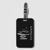 Mr. Achternaam Silver Foil Bagagetas Label Bagagelabel (Voorkant (verticaal))