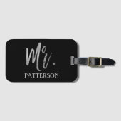 Mr. Achternaam Silver Foil Bagagetas Label Bagagelabel (Voorkant (horizontaal))
