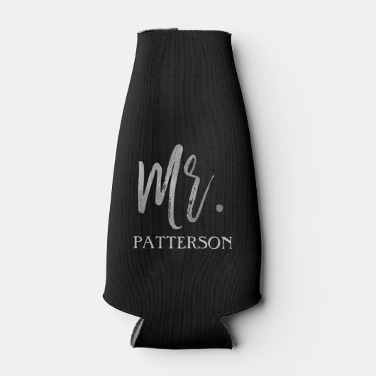 Mr Achternaam Zilveren Folie Fles Koeler (Voorkant)