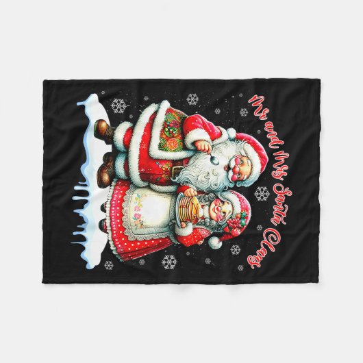 Mr & Mrs Santa Claus Christmas Matching Couple Fleece Deken (Voorkant (Horizontaal))