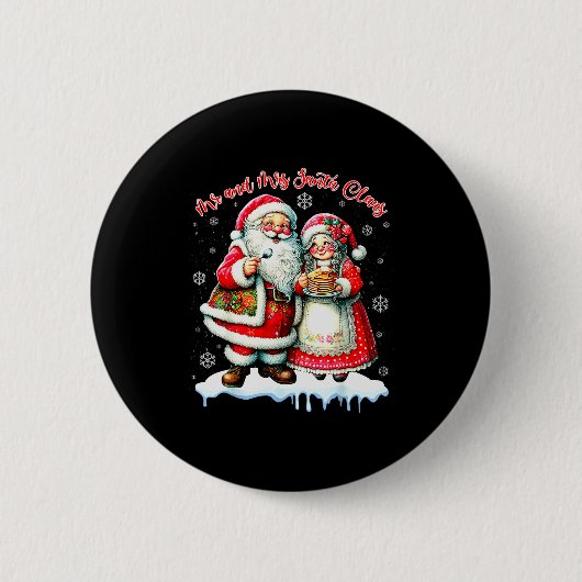 Mr & Mrs Santa Claus Christmas Matching Couple Ronde Button 5,7 Cm (Voorkant)