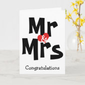 Mr And Mrs Big Bold Text Congratulations Wedding Kaart (Gele Bloem)