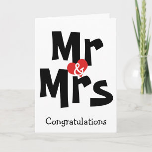 Mr And Mrs Big Bold Text Congratulations Wedding Kaart