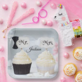 Mr. and Mrs. Bridal Shower Paper Plates Papieren Bordje (Feest)