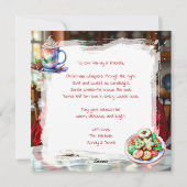 Mr and Mrs Claus Cookies, Hot Chocolate Christmas Feestdagenkaart (Achterkant)