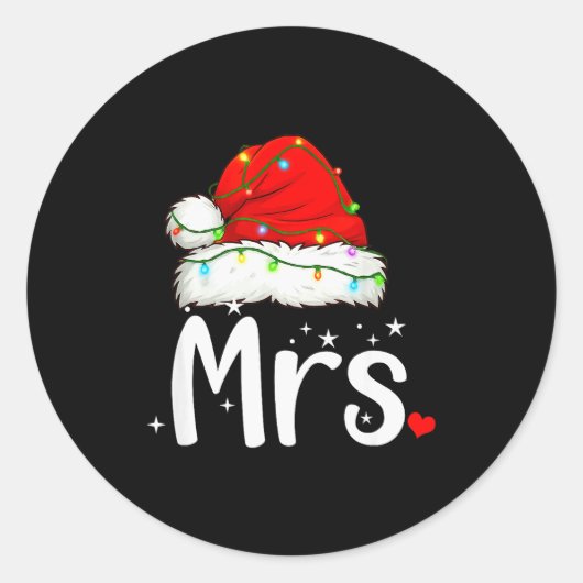 Mr And Mrs Claus Couples Matching Christmas Pajama Ronde Sticker (Voorkant)