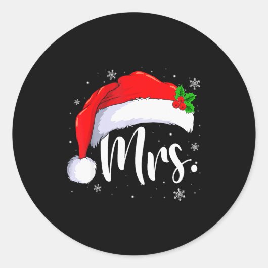 Mr And Mrs Claus Couples Matching Christmas Pajama Ronde Sticker (Voorkant)
