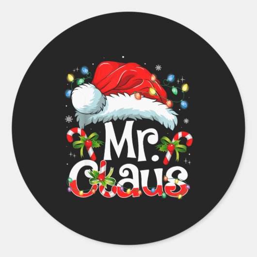 Mr And Mrs Claus Couples Matching Christmas Pajama Ronde Sticker (Voorkant)