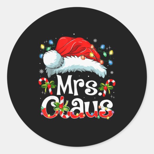 Mr And Mrs Claus Couples Matching Christmas Pajama Ronde Sticker (Voorkant)