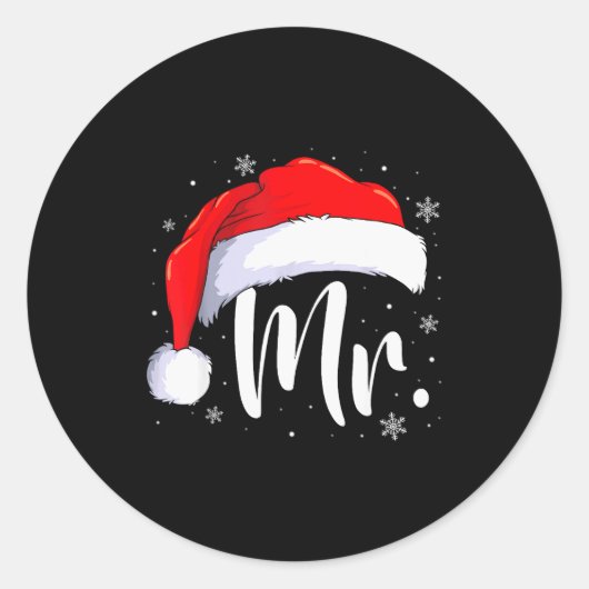 Mr And Mrs Claus Couples Matching Christmas Pajama Ronde Sticker (Voorkant)