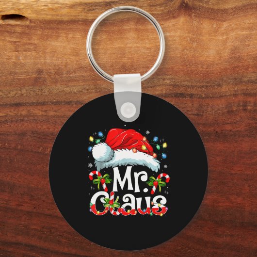 Mr And Mrs Claus Couples Matching Christmas Pajama Sleutelhanger (Voorkant)