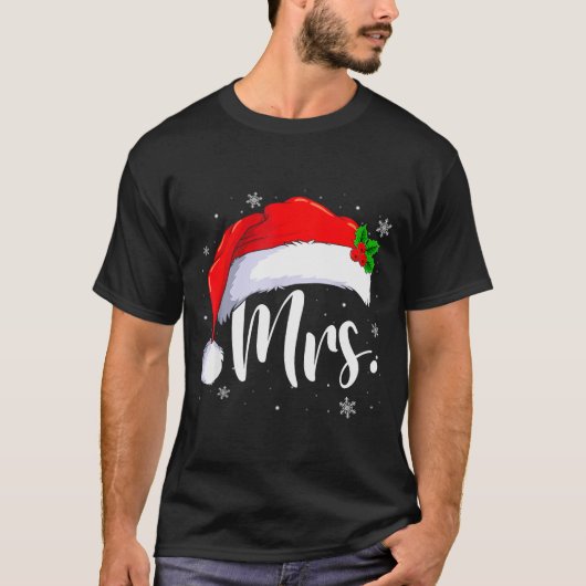 Mr And Mrs Claus Couples Matching Christmas Pajama T-shirt (Voorkant)