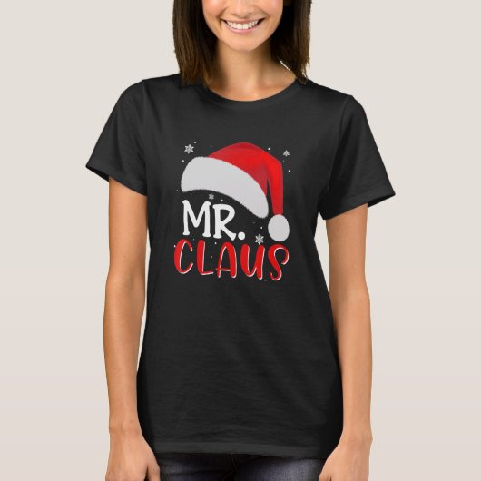 Mr and Mrs Claus Couples Matching Christmas Pajama T-shirt (Voorkant)