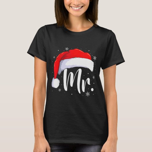 Mr And Mrs Claus Couples Matching Christmas Pajama T-shirt (Voorkant)