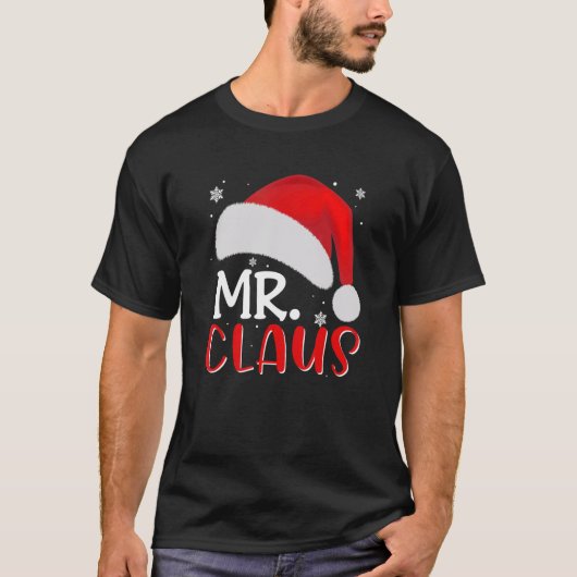 Mr and Mrs Claus Couples Matching Christmas Pajama T-shirt (Voorkant)