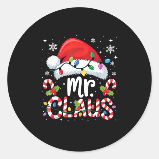 Mr And Mrs Claus Couples Matching Christmas  Ronde Sticker (Voorkant)