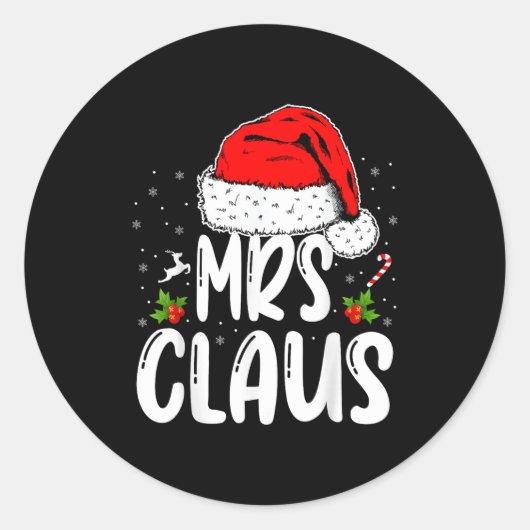 Mr And Mrs Claus Couples Matching Christmas Santa  Ronde Sticker (Voorkant)