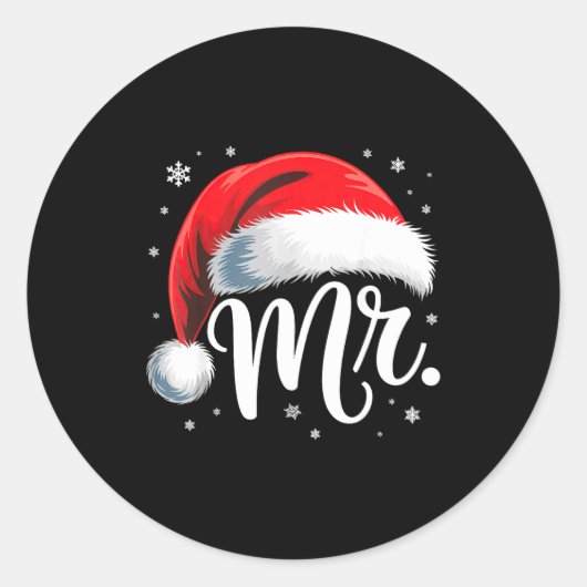 Mr And Mrs Claus Couples Matching  Ronde Sticker (Voorkant)