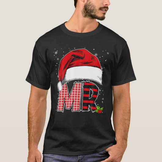 Mr And Mrs Claus Couples Santa Hat Christmas Pajam T-shirt (Voorkant)