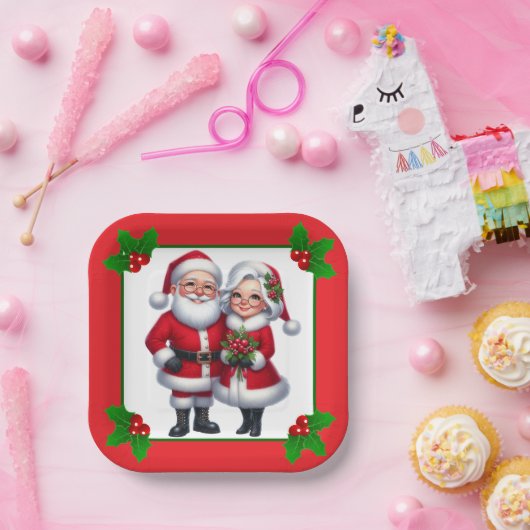 Mr. And Mrs. Claus Papieren Bordje (Feest)