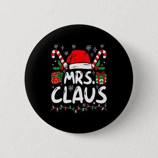 Mr And Mrs Claus Santa Hat Couples Family Christma Ronde Button 5,7 Cm (Voorkant)