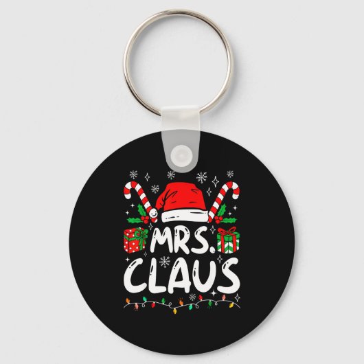 Mr And Mrs Claus Santa Hat Couples Family Christma Sleutelhanger (Voorkant)