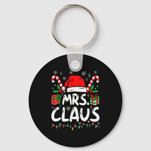 Mr And Mrs Claus Santa Hat Couples Family Christma Sleutelhanger (Voorkant)