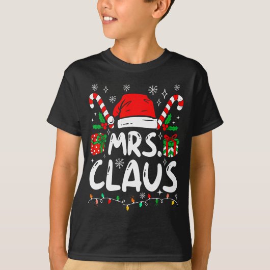Mr And Mrs Claus Santa Hat Couples Family Christma T-shirt (Voorkant)